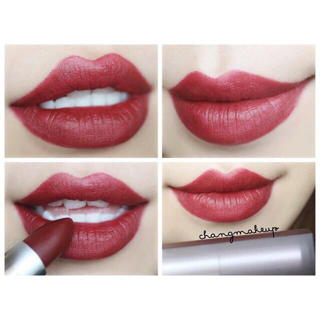 The color tone of the Maybelline Creamy Matte - Divine Wine when applied to the lips