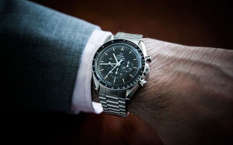 The Omega Speedmaster Moonwatch was the first watch to go to the Moon. Price is about 110 million / unit.
