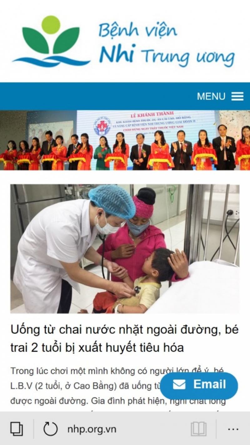 Home page of the National Children's Hospital