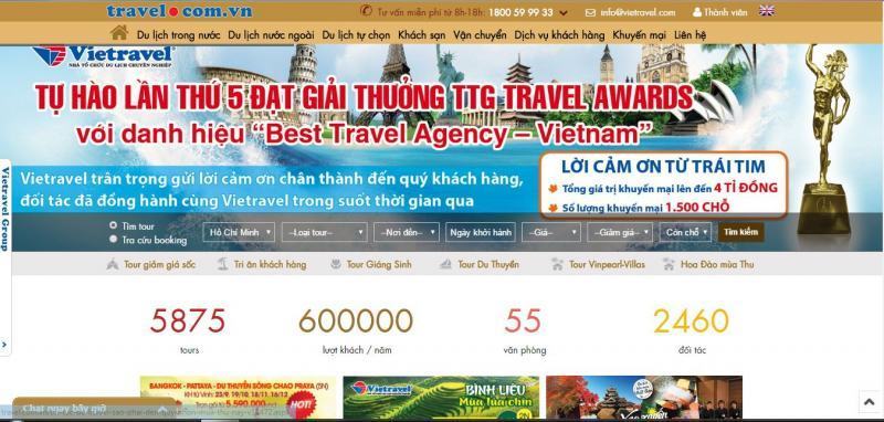 Viet travel website interface
