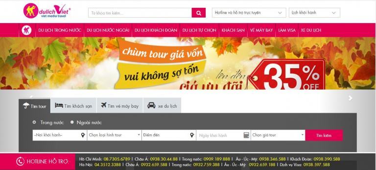 Website interface Dulichviet.com.vn