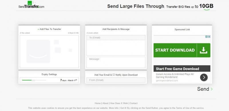 The interface of Sizable Send