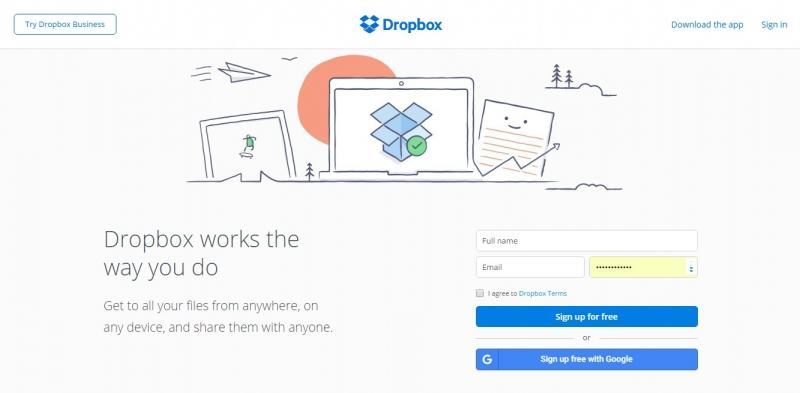 Dropbox interface