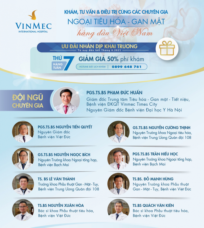 Examination, consultation and treatment with leading gastroenterology - hepatobiliary specialists in Vietnam