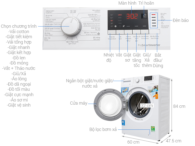 Beko Inverter washing machine 8 kg WTV 8512 XS0