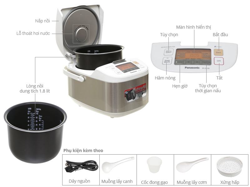 Panasonic 1.8 liter electronic rice cooker SR-ZG185SRAM