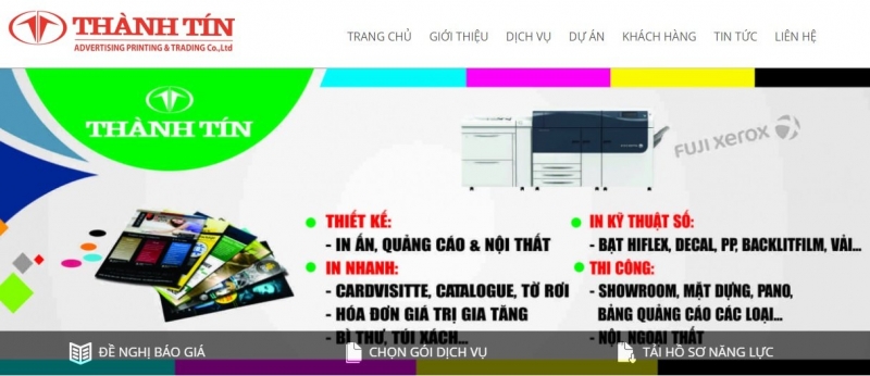 Website of Thanh Tin Printing, Advertising & Trading Company.
