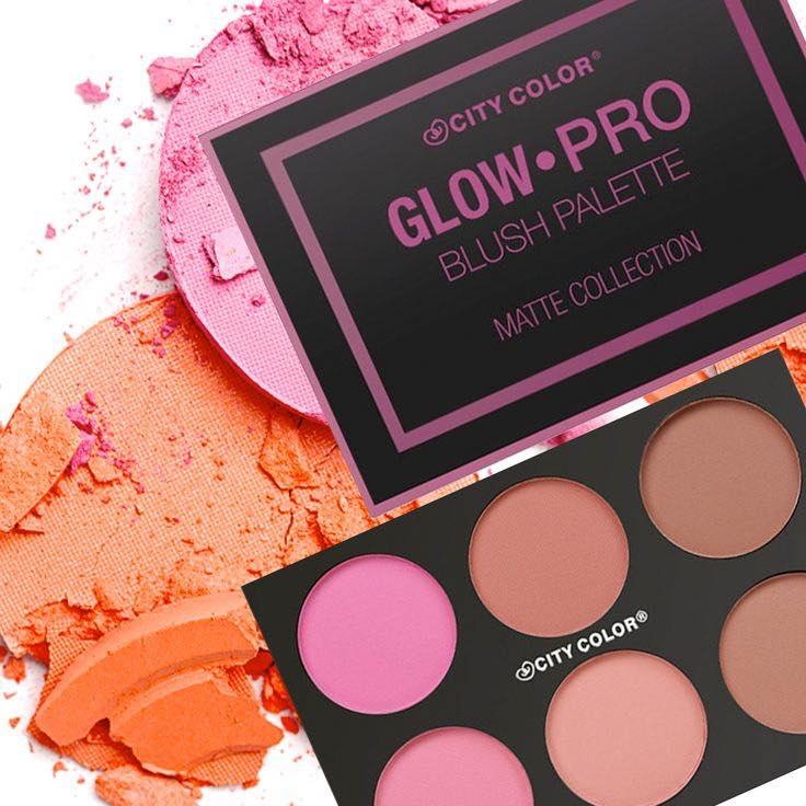 The powder of Glow Pro Blush Palette Matte Collection is naturally smooth, including 6 colors pink, orange, to brown.