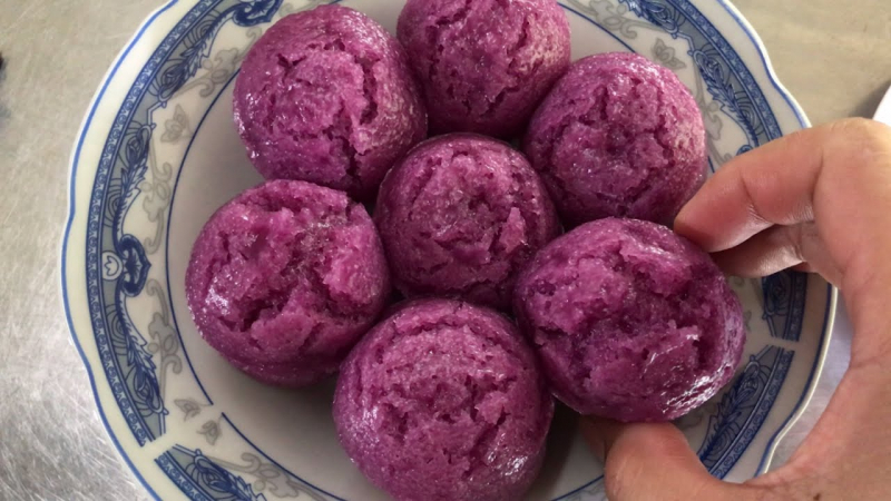 Purple sweet potato beef cake