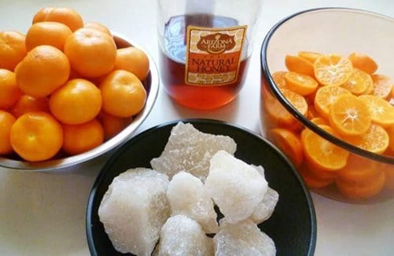 Kumquat, honey + rock sugar is a highly effective remedy for sore throat