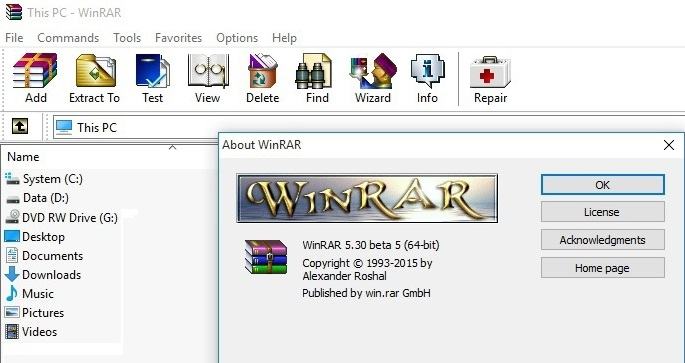 Software to extract and compress files - WinRar