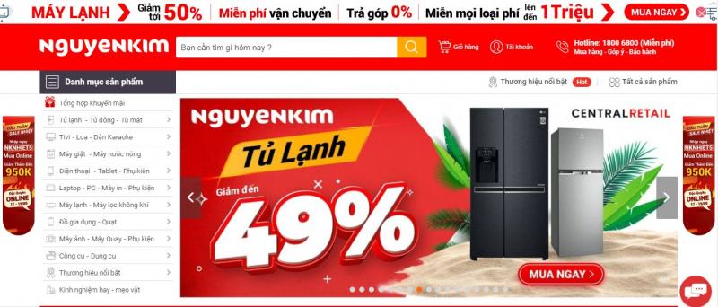 Website of Nguyen Kim electronics supermarket