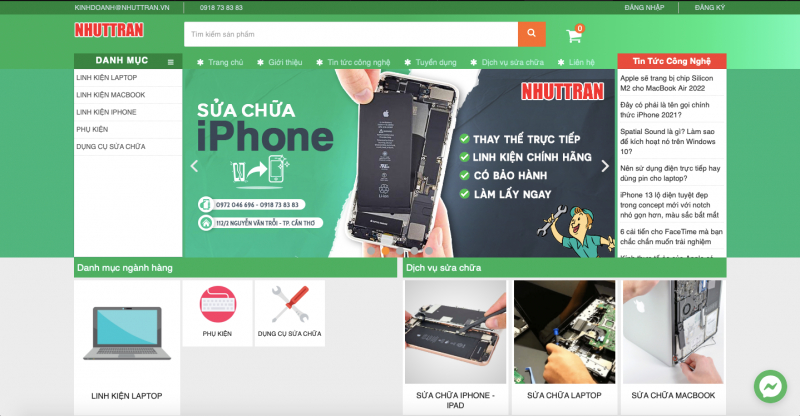 Official website interface of Nhut Tran