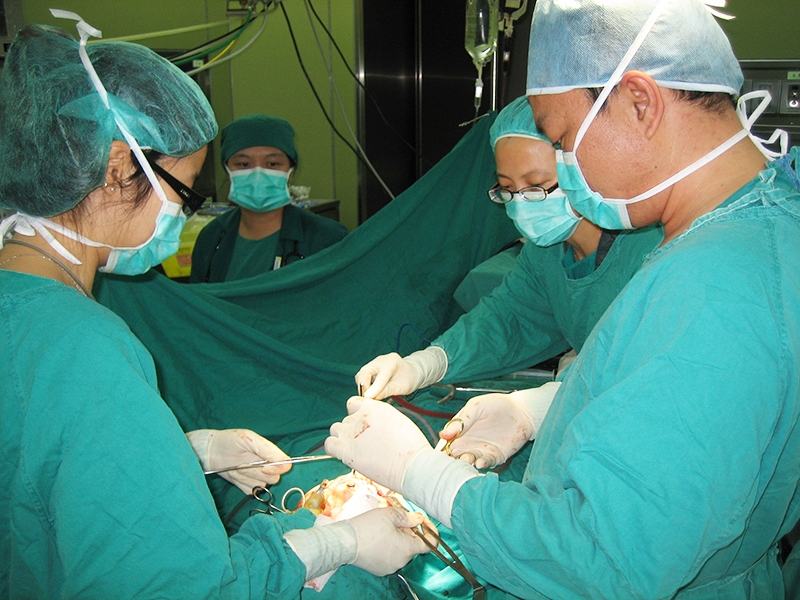 Aesthetic doctor Le Tan Hung and his colleagues are performing plastic surgery for customers