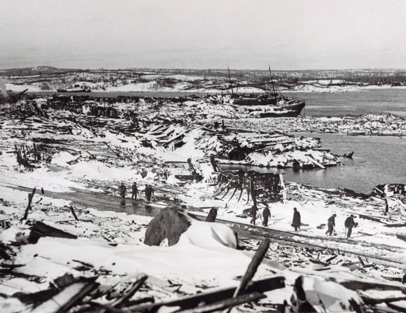 A photo of the wreckage after the Halifax explosion