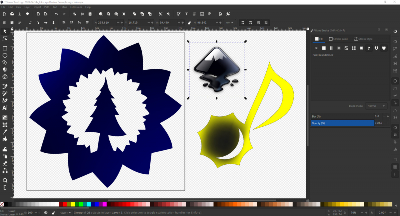 Inkscape is full of tools for you to manipulate and manipulate vector graphics, like shapes, text or bitmaps.