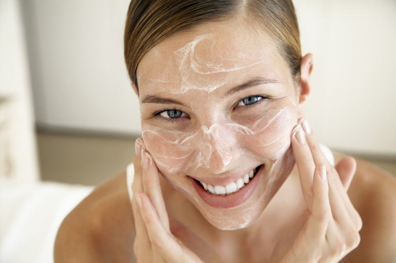 Gently massage facial skin
