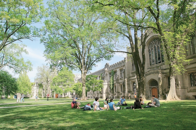 The spacious campus of Harvard University