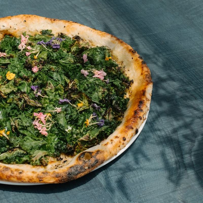 Ricotta Cheese and Kale Pizza with Lemon Sauce