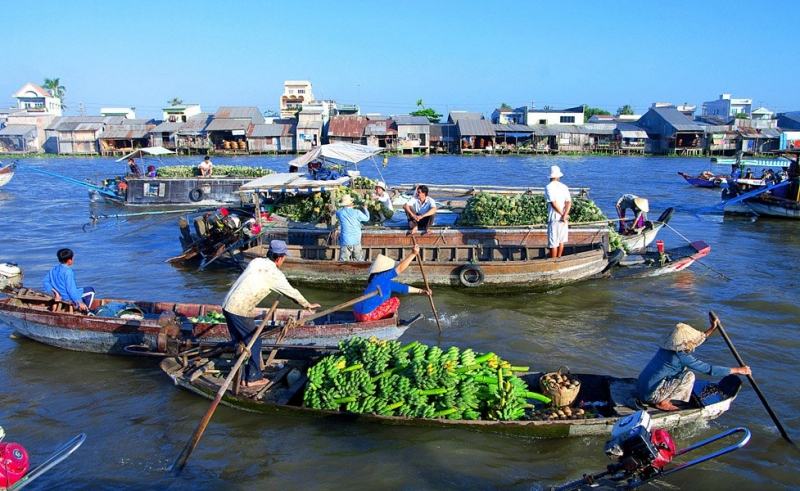 Scenery of Cai Rang floating market