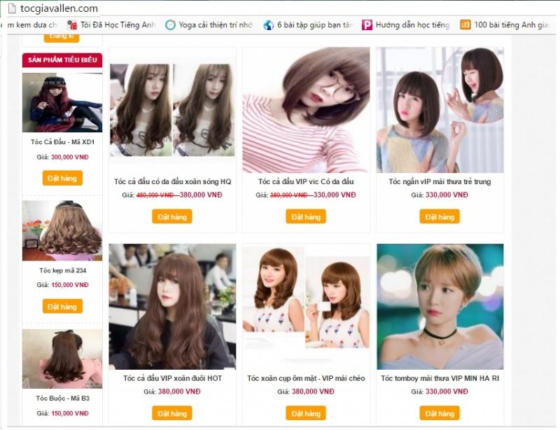 Website with prices for each type of wig