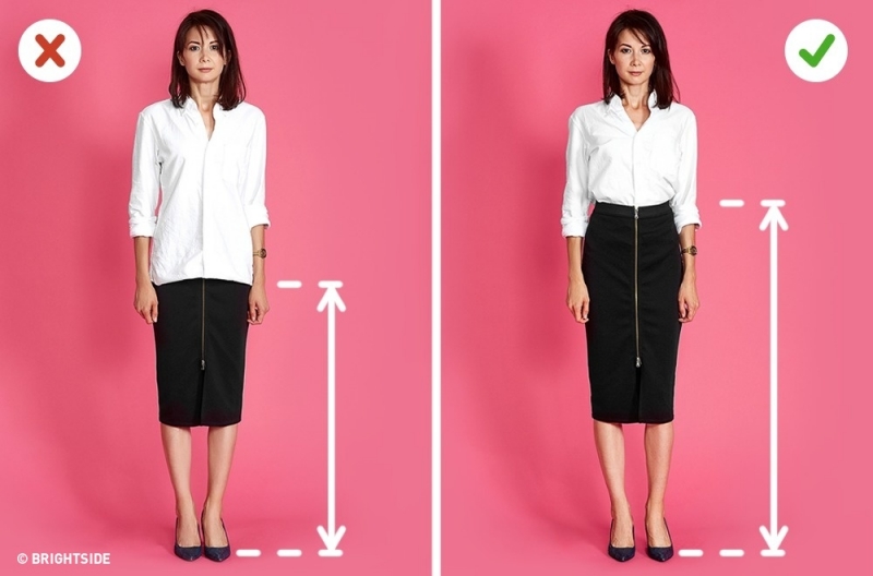 Combine pencil skirt with boxed shirt