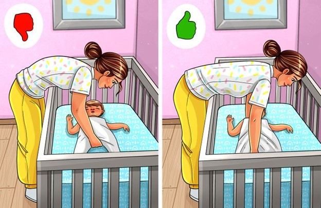 Be careful when lifting your baby out of bed