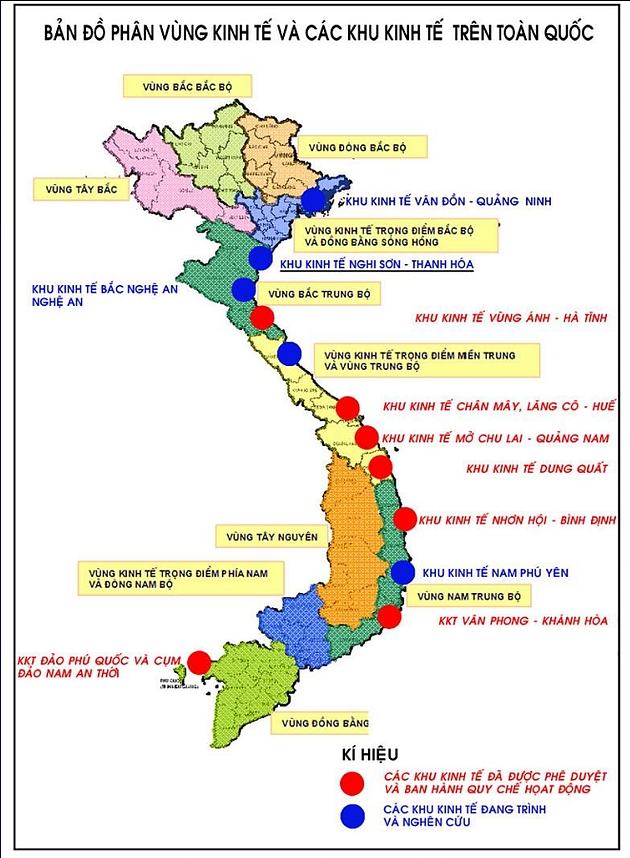 Map of economic zoning and economic zones nationwide