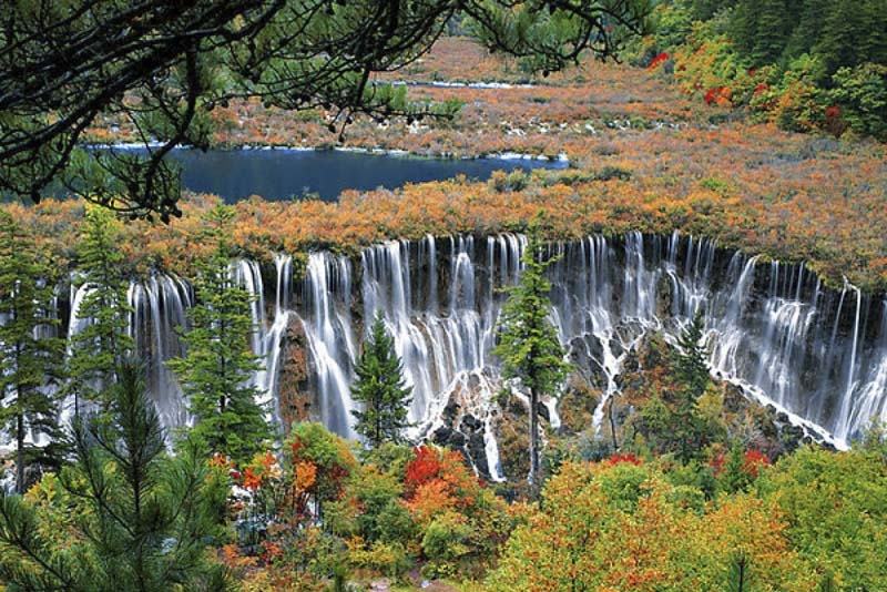 One of the waterfalls in Jiuzhaigou