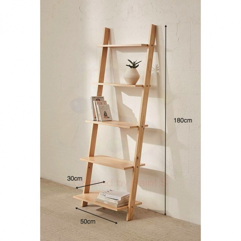 Bookshelf from a wooden ladder