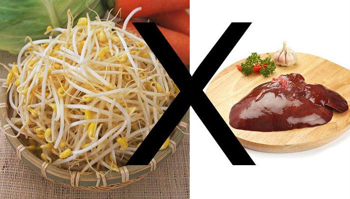 Pork liver and bean sprouts should not be combined