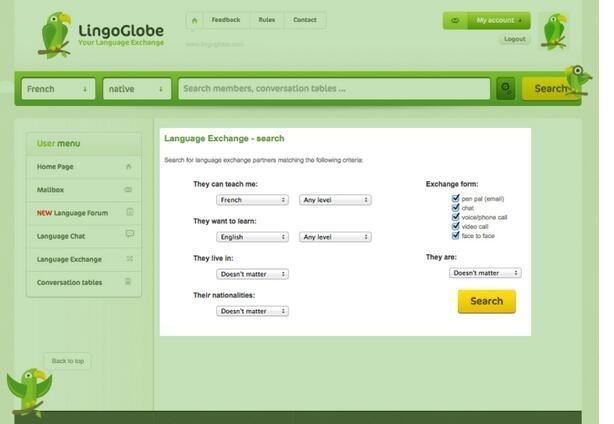 Interface of LingoGlobe