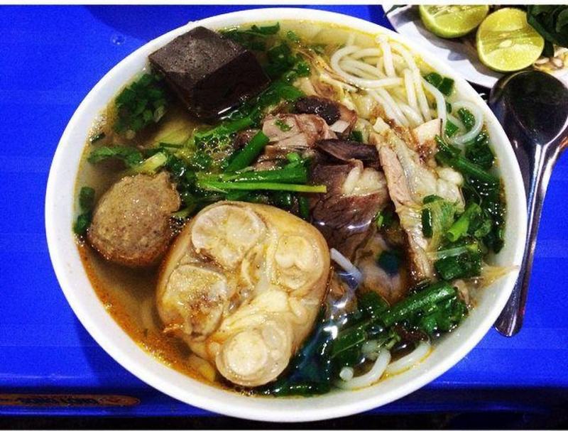 Hue beef noodle bowl is always impressed by the large and delicious pork leg.