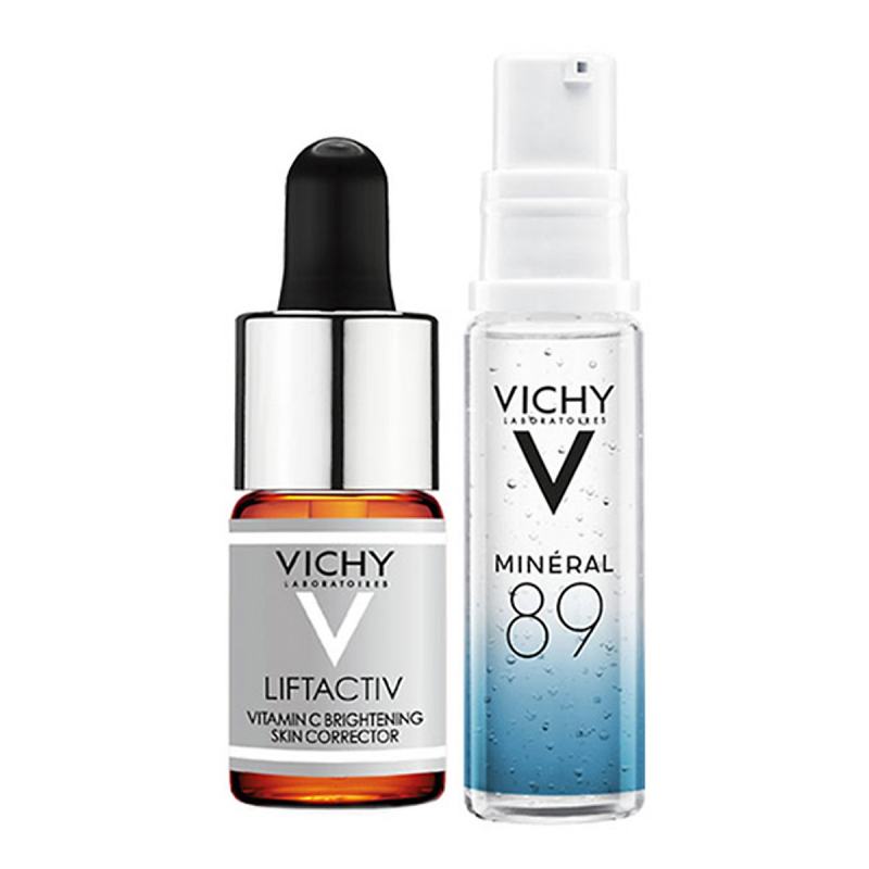 Serum set 15% Vitamin C brightening to improve aging skin Vichy Lifactiv and Mineral 89