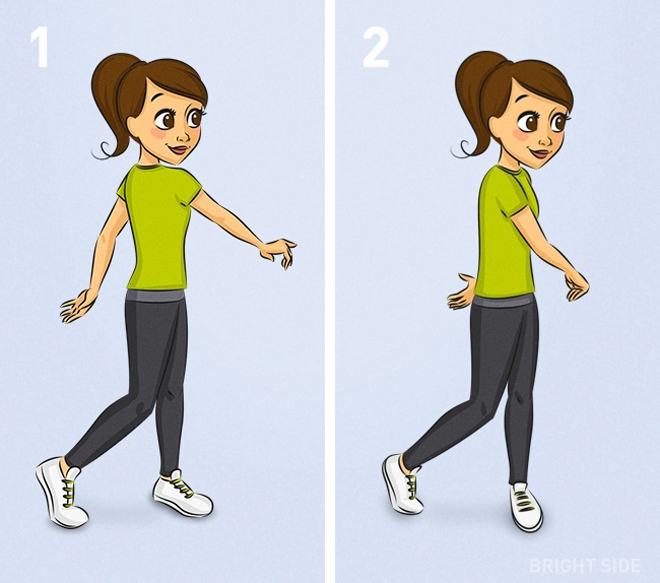 The movement of standing upright twists the body to the sides