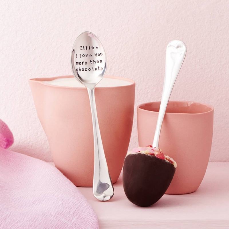 The traditional Valentine gift in the UK is silver spoons with messages or symbols of love.