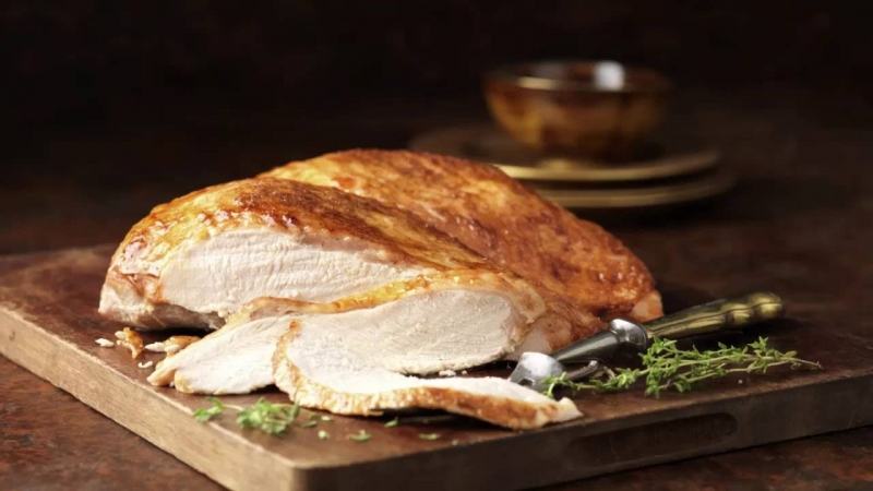 Turkey breast contains a lot of protein.