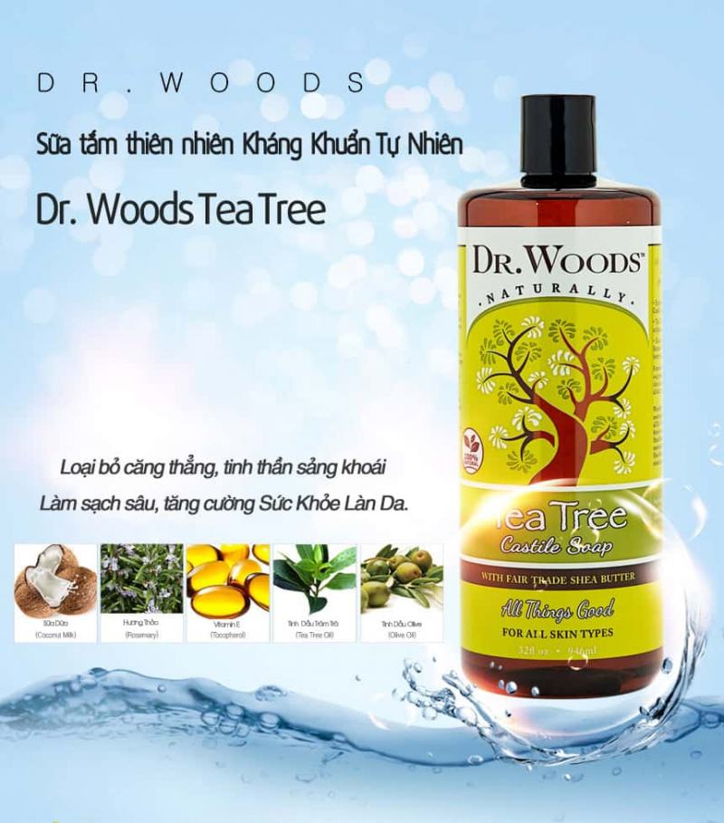 Natural Antibacterial Natural Shower Gel Dr. Woods Tea Tree