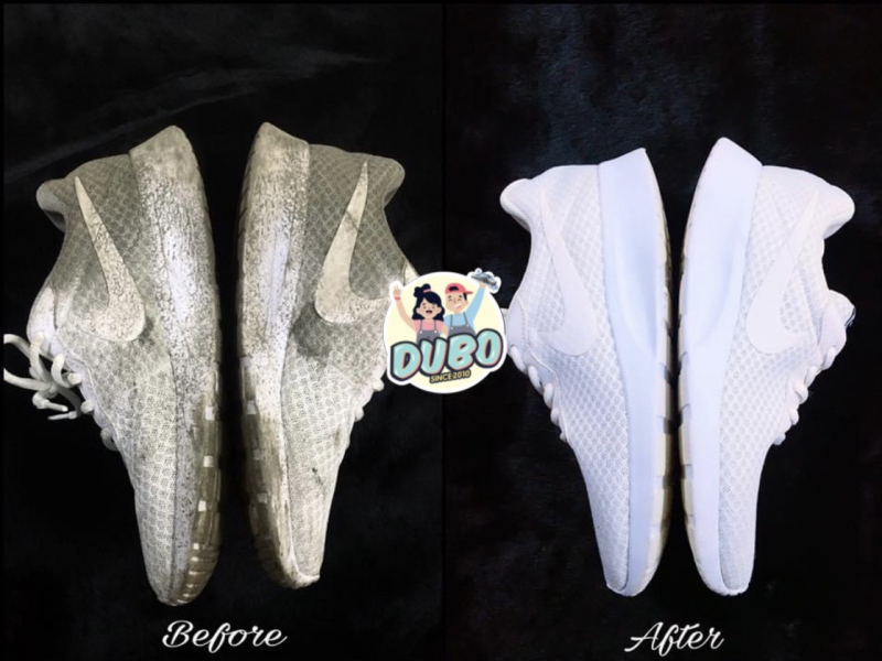 Cleaning white shoes at Duboshop