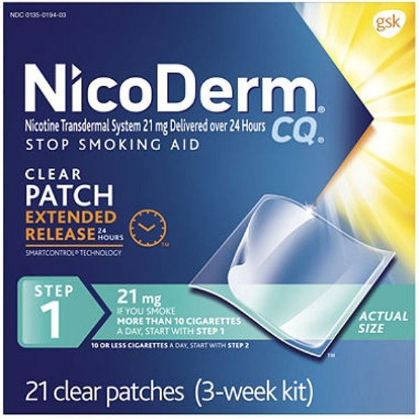 Effective NicoDerm CQ smoking cessation patch (21 pieces)