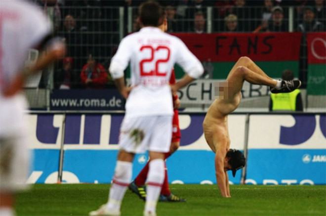 The irony of nudity continues at many football matches