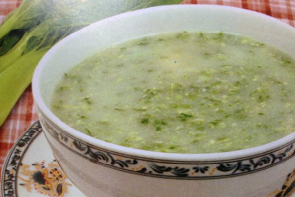 Mackerel porridge with water spinach