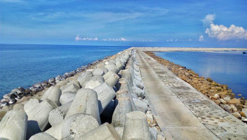 This nearly 2.5km long embankment helps protect life and structures on the island.
