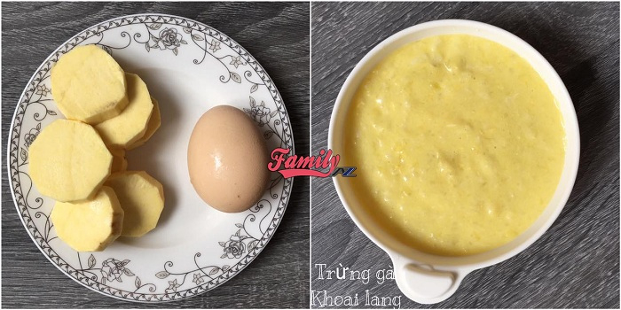 Chicken egg sweet potato porridge