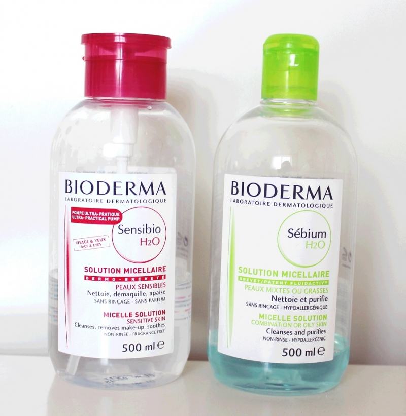 Bioderma 500ml blue and pink bottle