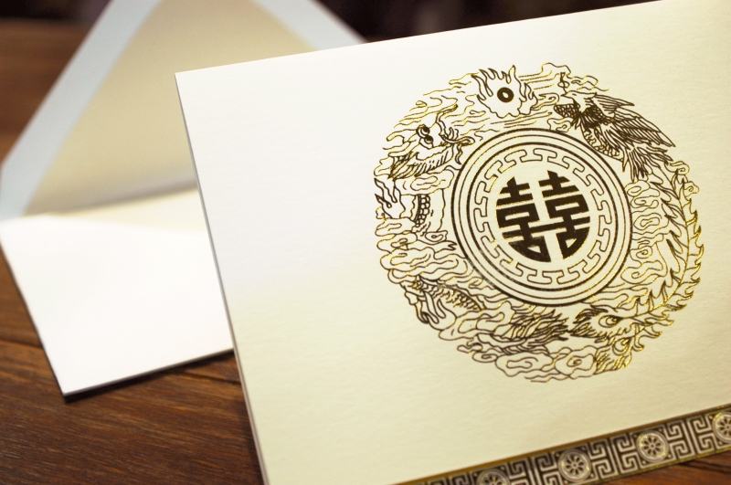 Wedding card with Song Hy symbol
