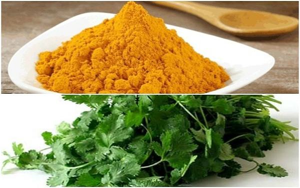 Use turmeric and coriander leaves