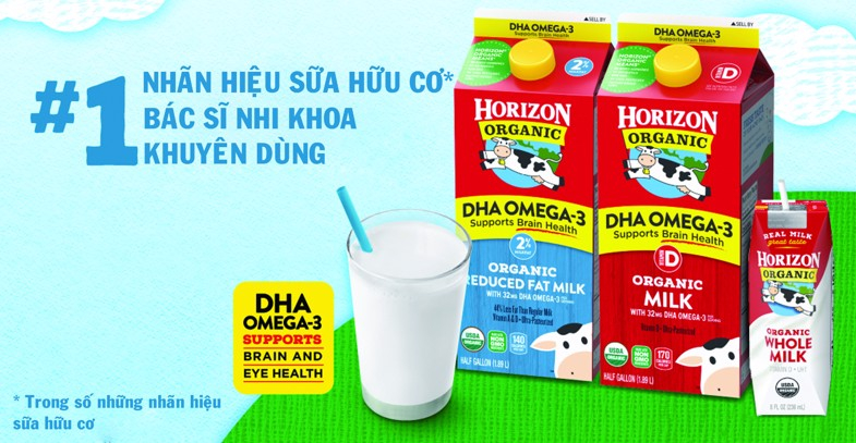 Organic fresh milk Horizon is recommended by pediatricians