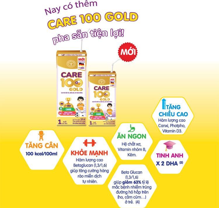 Care 100 Gold Milk 180ml Prepared For Anorexia, Stuttering Children